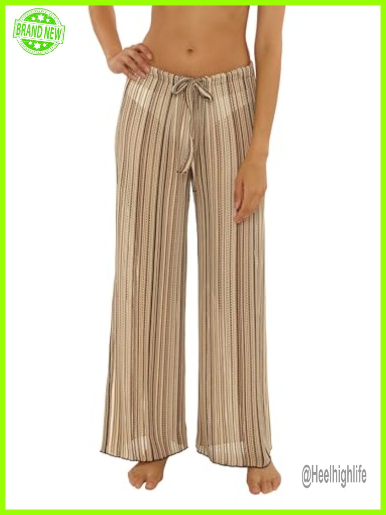 Crochet Knit Split Leg Pants With Drawstring Waist - Bohemian Beach Cover-Up